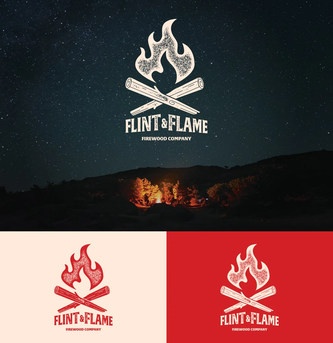 Flint and Flame Firewood Company Logo and Branding - John Linsangan