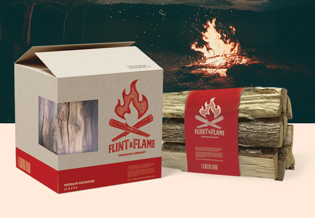 Flint and Flame Firewood Company Logo and Branding - John Linsangan