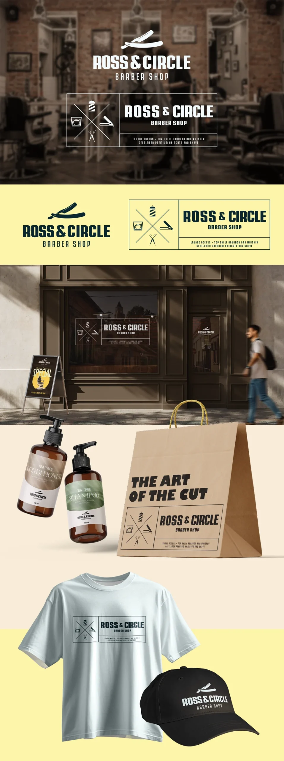 Ross and Circle Barber shop graphic designer logo design branding - John Linsangan